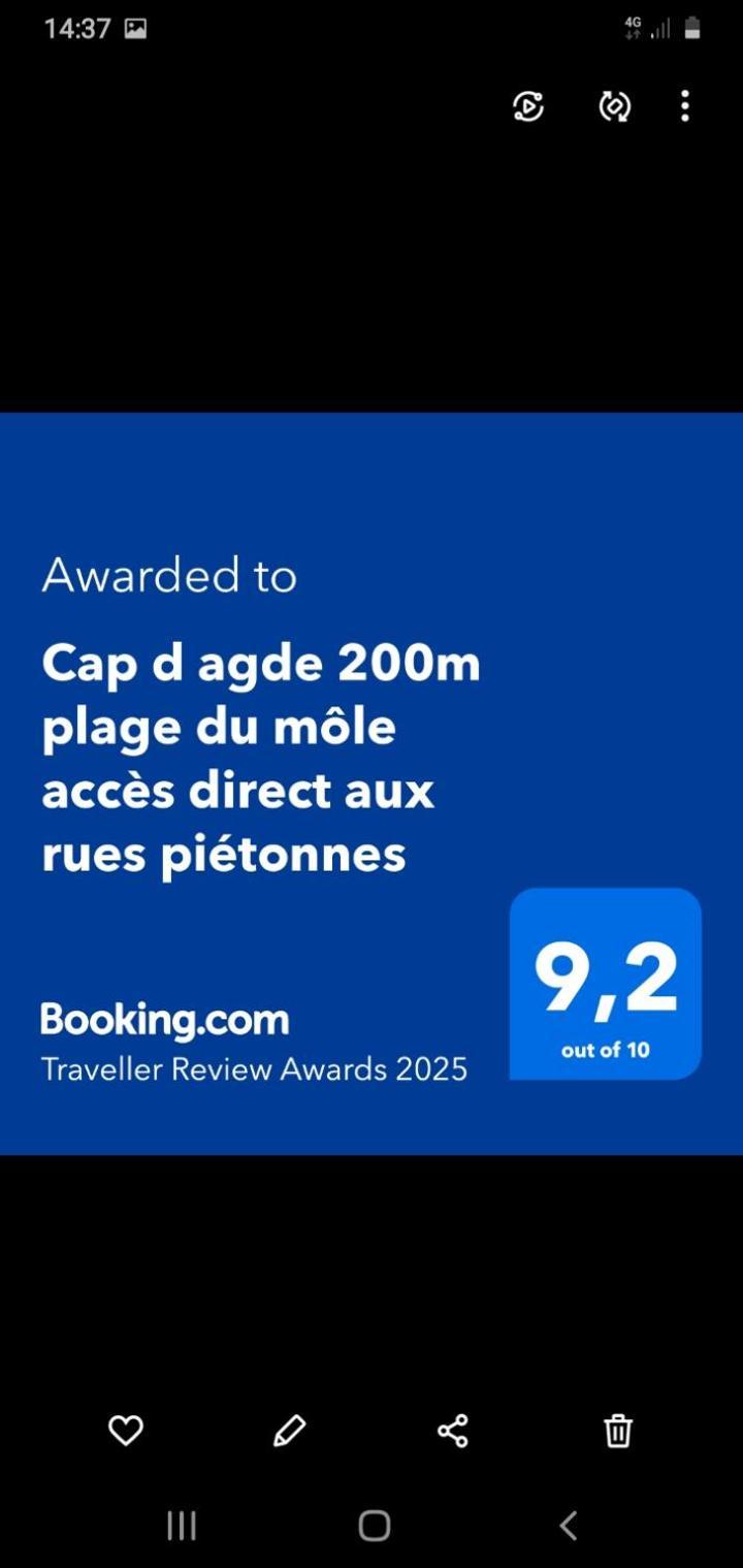 Cap D Agde 200M Plage Du Mole Acces Direct Aux Rues Pietonnes מראה חיצוני תמונה
